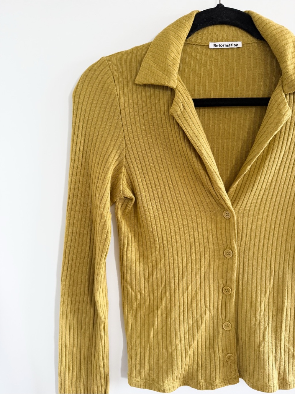 Reformation Ribbed Button-Down Collared Top - Picture 3 of 13